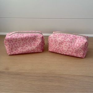 NWOT set of two cosmetic/makeup/toiletries bags, pink and gold leopard/cheetah